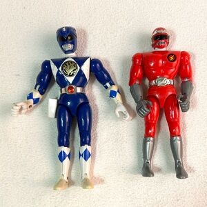 Vintage 1993 Bandai Mighty Morphin Power Rangers Blue & Trendmasters Powerbots